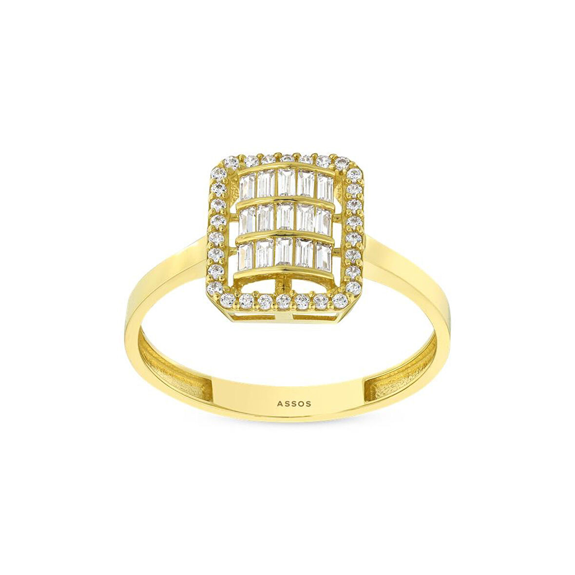 Baget Taşlı Altın Yüzük - 14K - 1.54gr