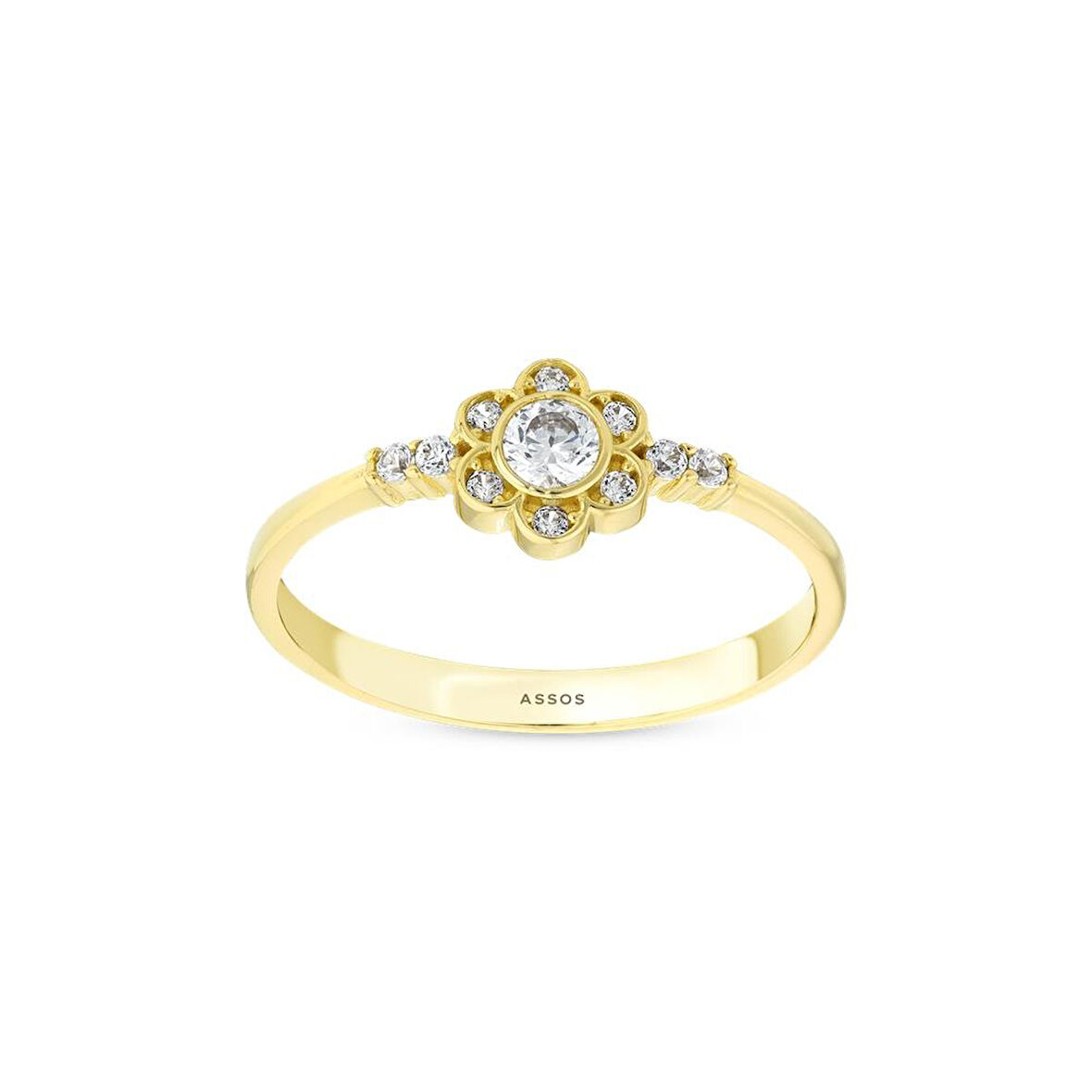 Taşlı Tasarım Altın Yüzük - 14K - 1.31gr