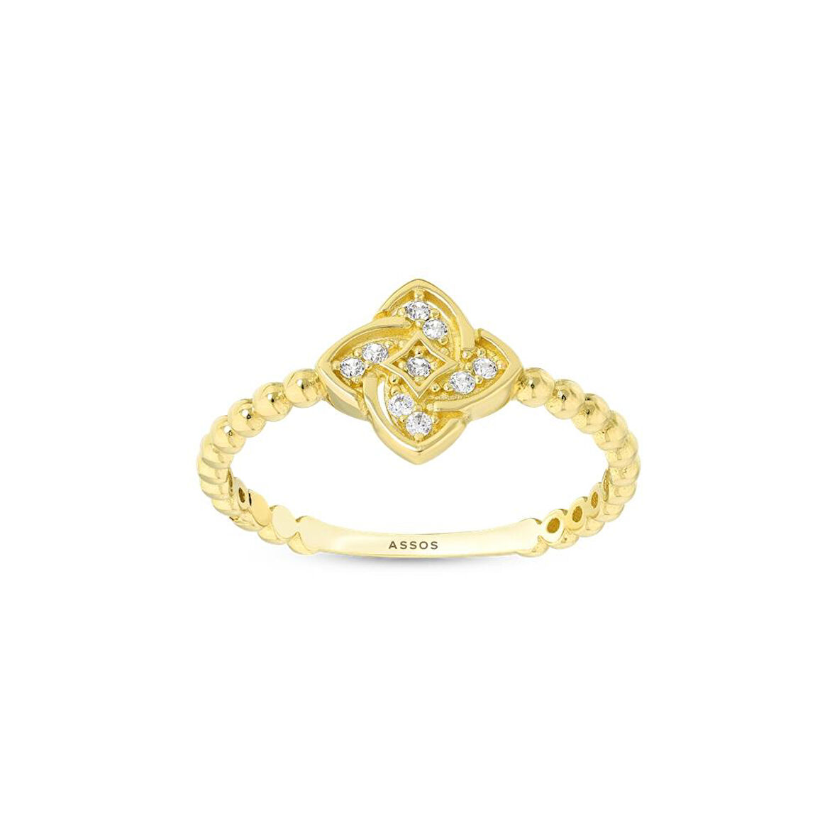 Taşlı Tasarım Altın Yüzük - 14K - 1.33gr