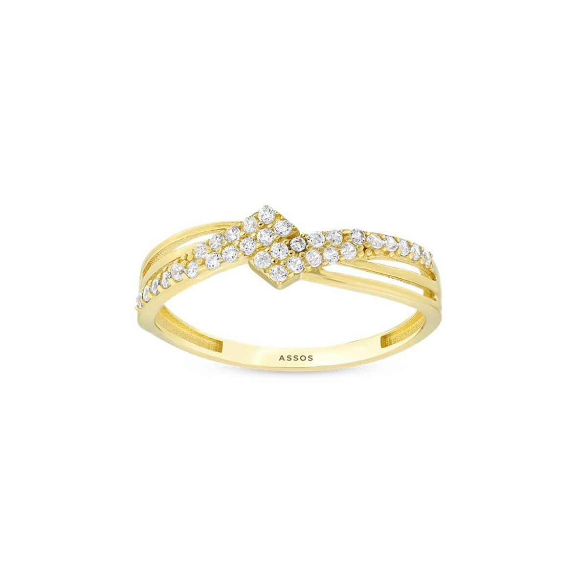 Taşlı Tasarım Altın Yüzük - 14K - 1.23gr