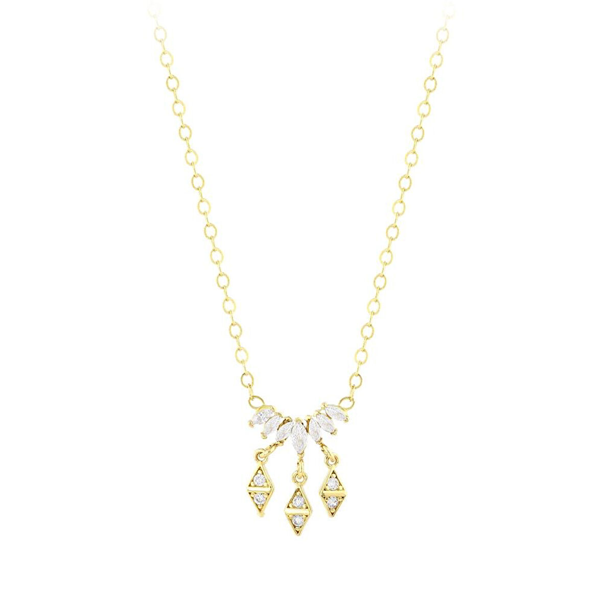 Taşlı Altın Kolye - 14K - 2.74gr