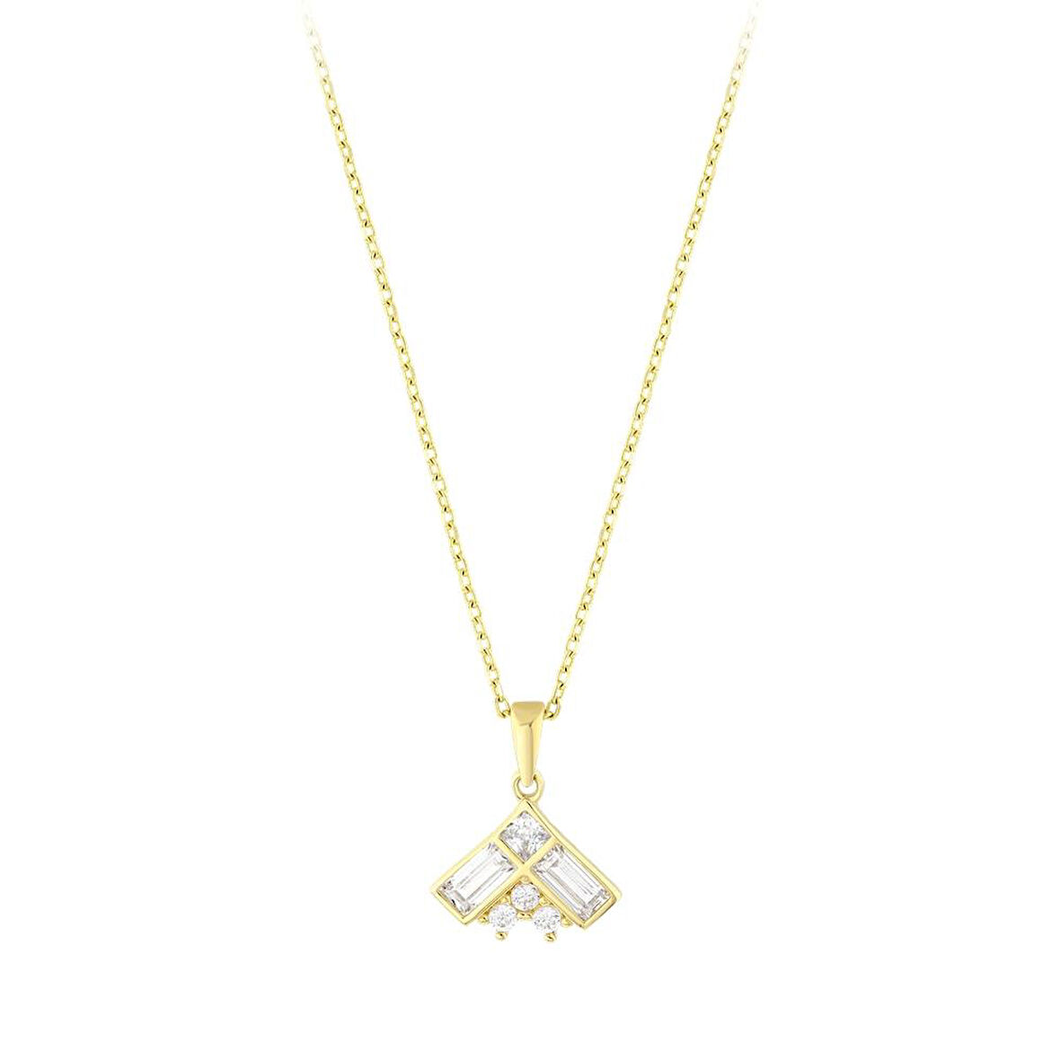 Baget Taşlı Altın Kolye - 14K - 1.55gr