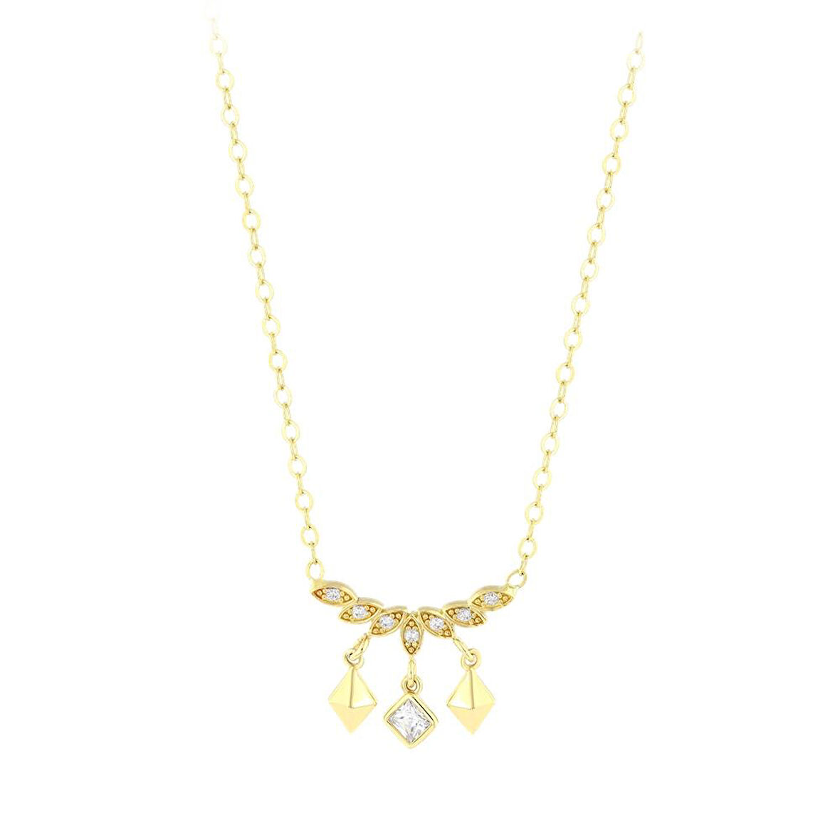 Taşlı Altın Kolye - 14K - 3.01gr