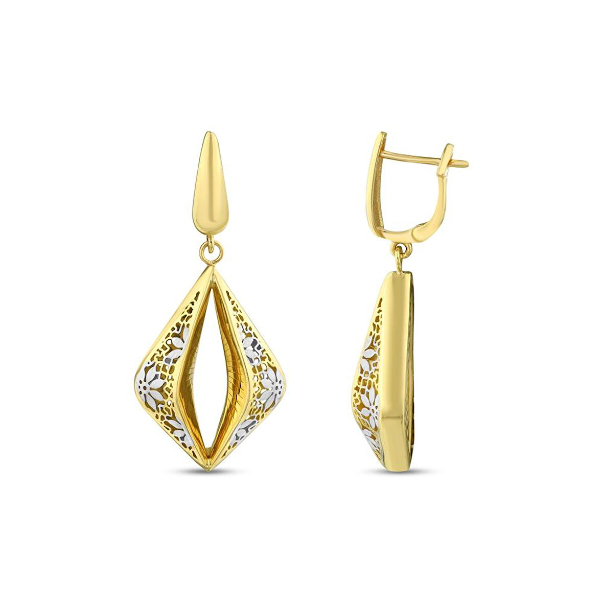 Altın Tasarım Küpe - 14K - 5.69gr