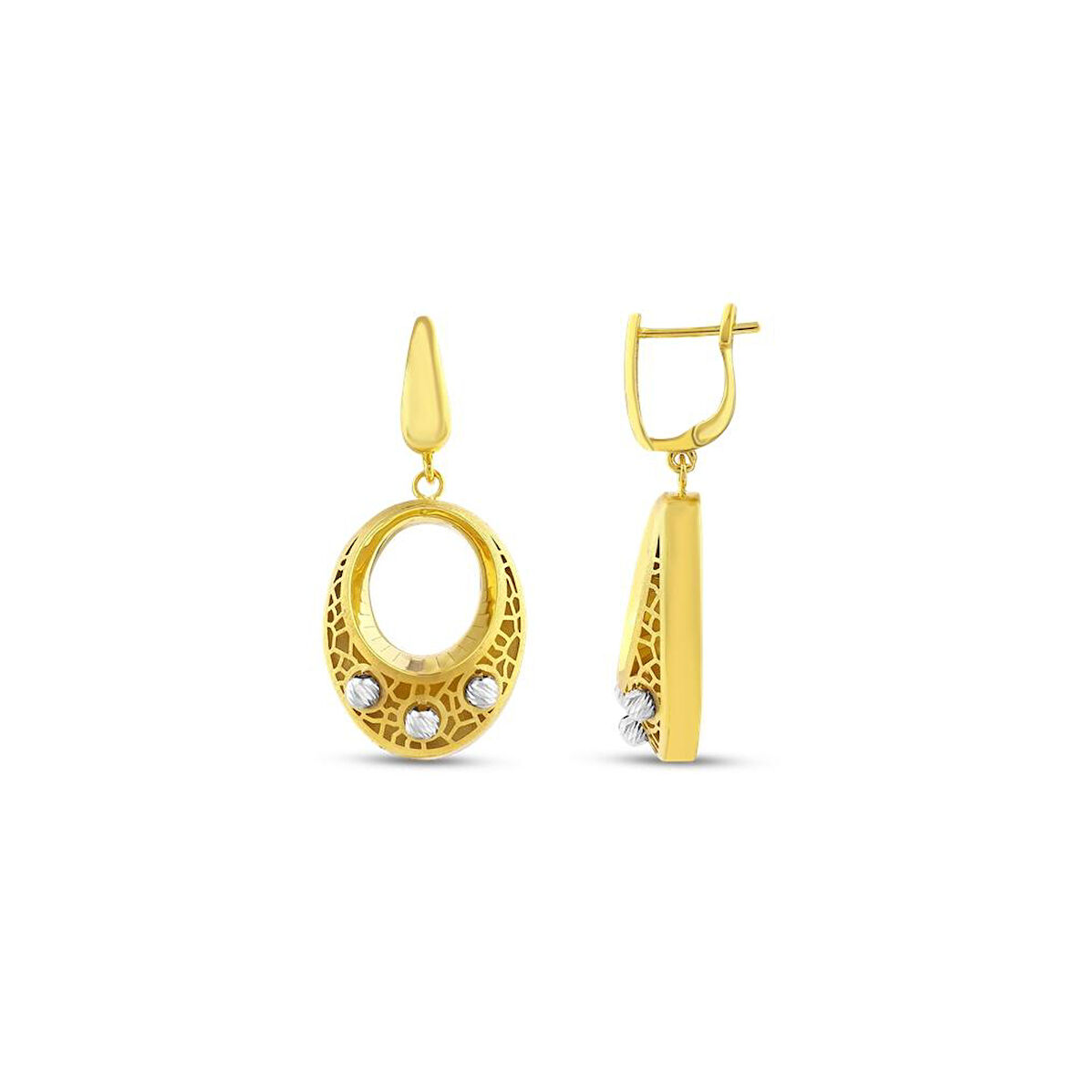 Altın Tasarım Küpe - 14K - 5.91gr