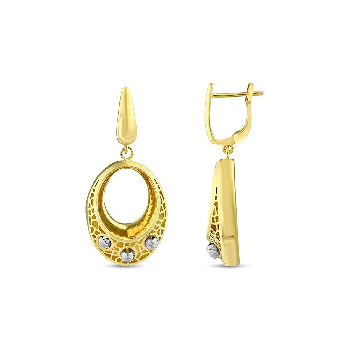 Altın Tasarım Küpe - 14K - 5.90gr
