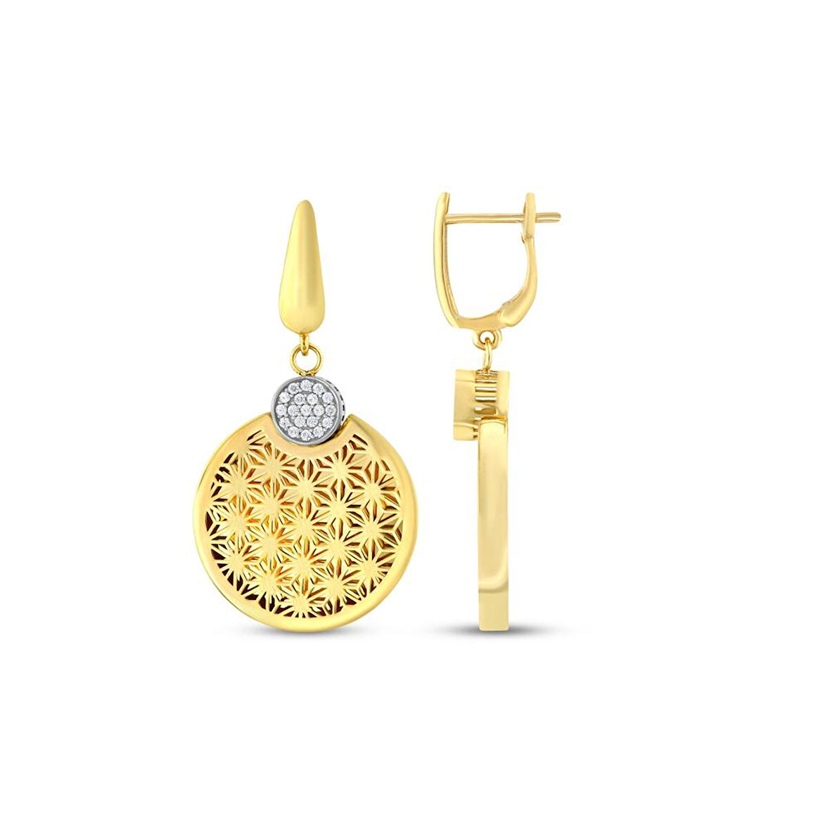 Altın Tasarım Küpe - 14K - 6.32gr