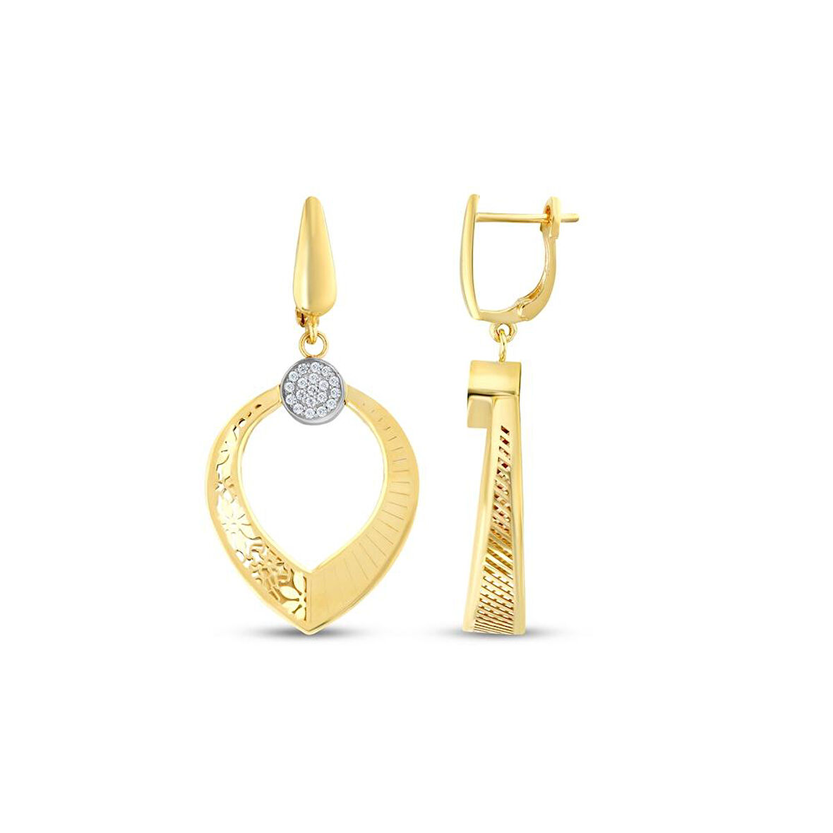 Altın Tasarım Küpe - 14K - 6.20gr
