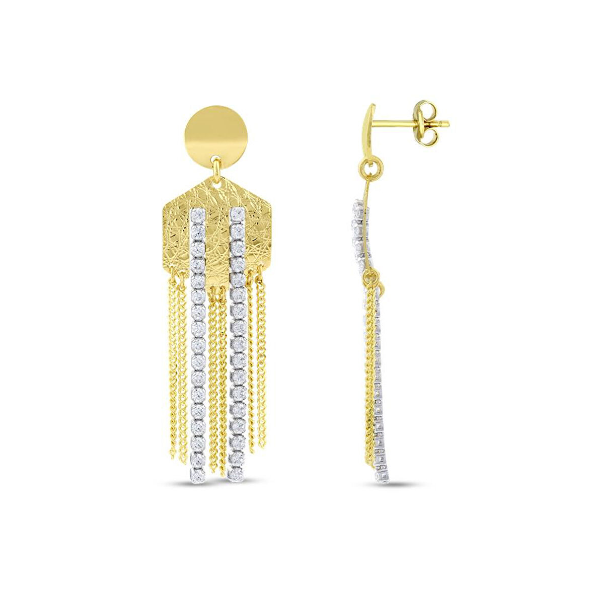 Tasarım Altın Küpe - 14K - 3.90gr