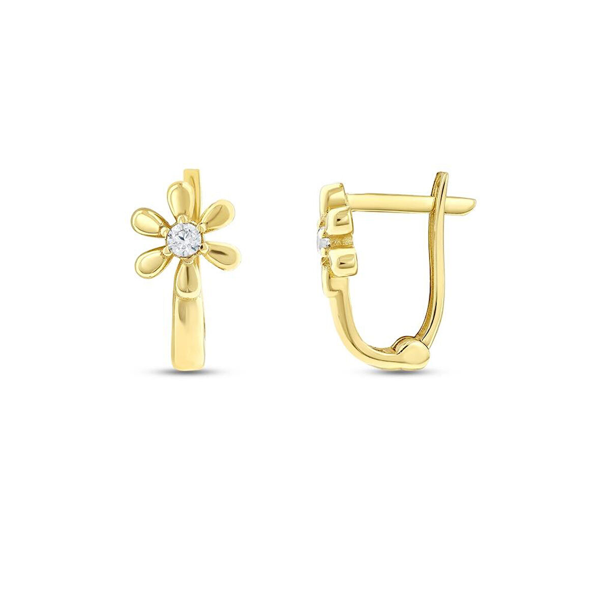 Çiçek Figürlü Altın Çocuk Küpe - 14K - 1.33gr