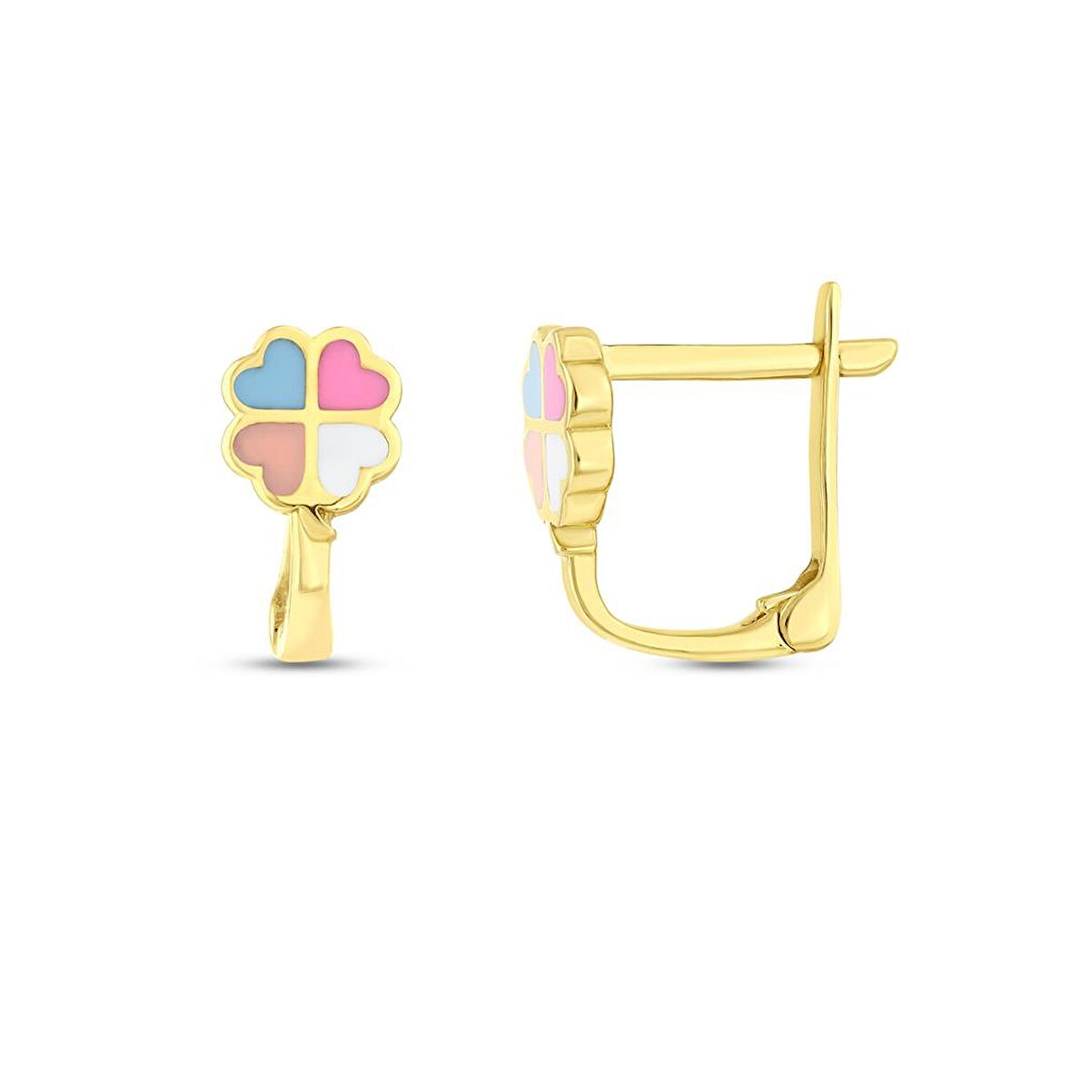 Çiçek Figürlü Altın Çocuk Küpe - 14K - 1.22gr