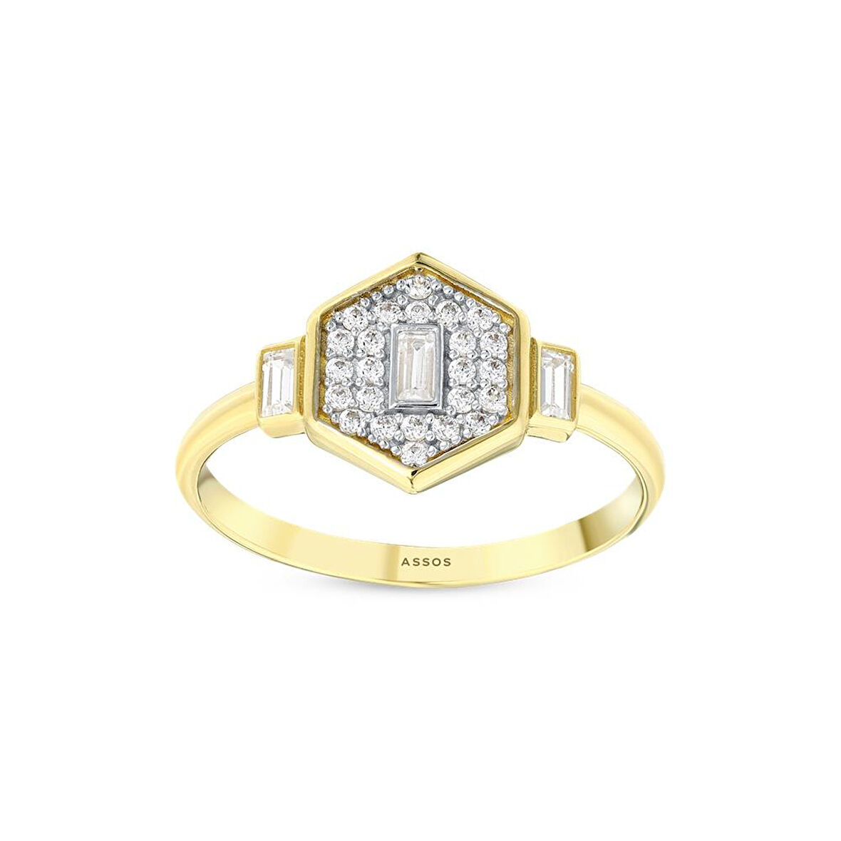 Baget Taşlı Altın Yüzük - 14K - 1.51gr