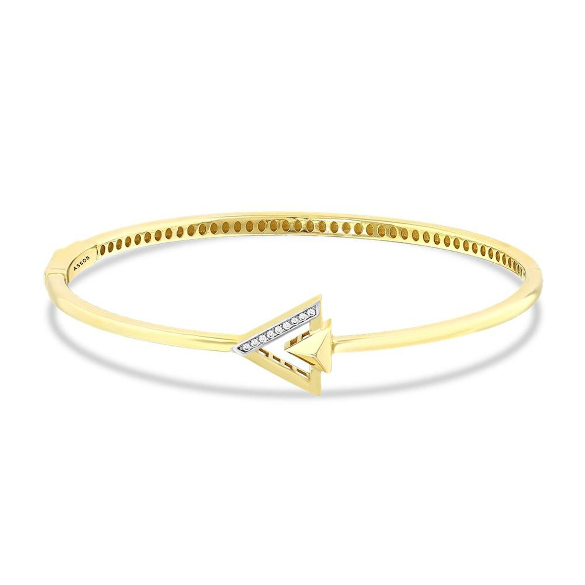 Taşlı Tasarım Altın Kelepçe Bilezik - 14K - 6.10gr