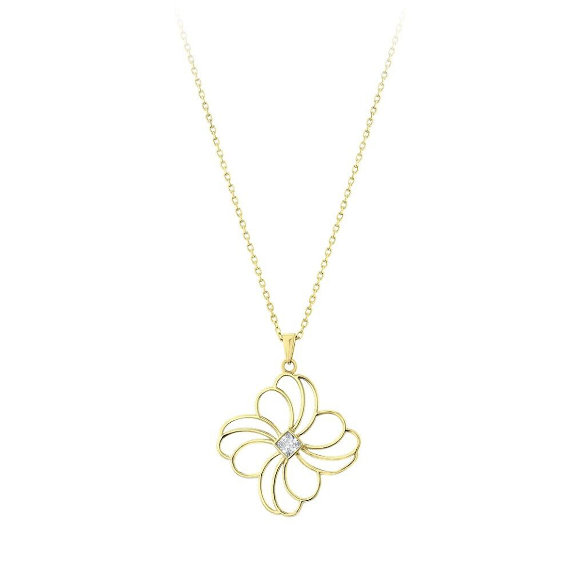 Çiçek Figürlü Altın Kolye - 14K - 1.64gr
