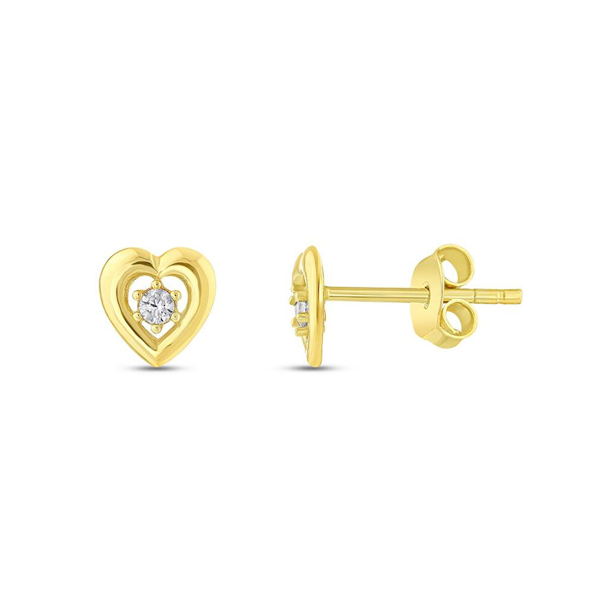 Kalp Figürlü Altın Çocuk Küpe - 14K - 0.93gr