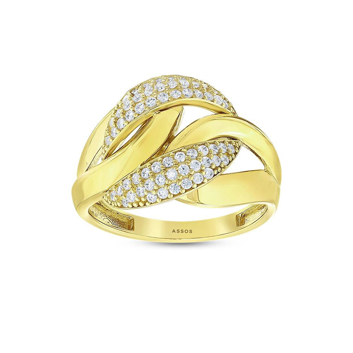 Taşlı Tasarım Altın Yüzük - 14K - 4.08gr