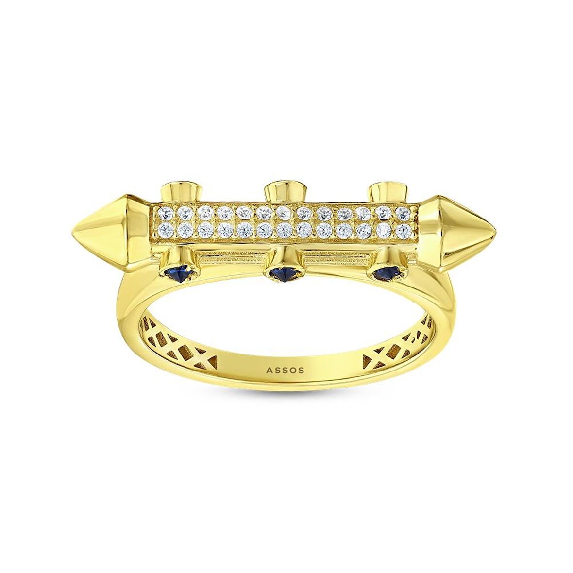 Taşlı Tasarım Altın Yüzük - 14K - 3.43gr