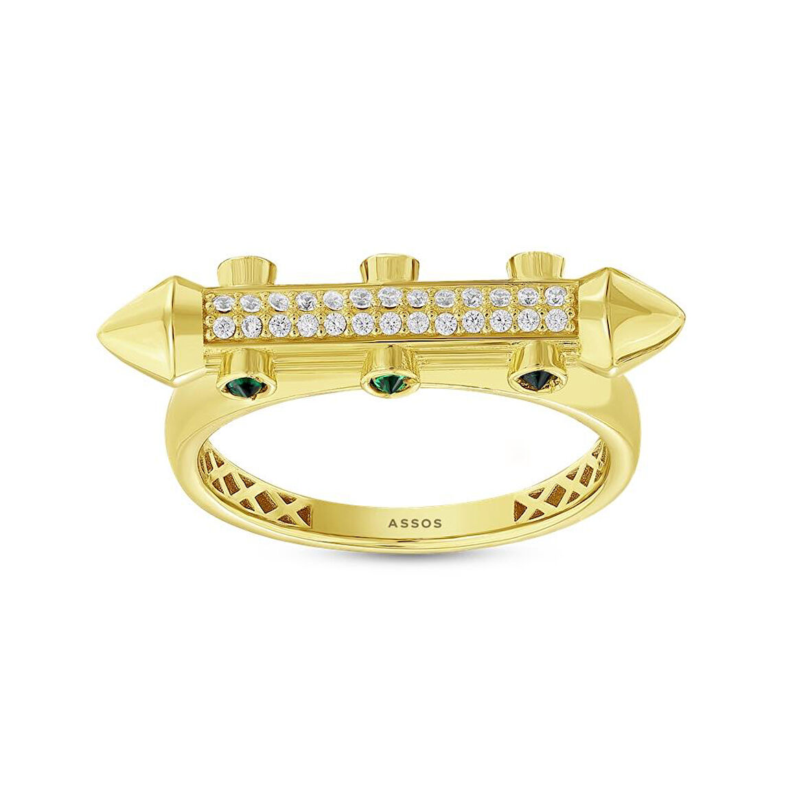 Taşlı Tasarım Altın Yüzük - 14K - 3.60gr