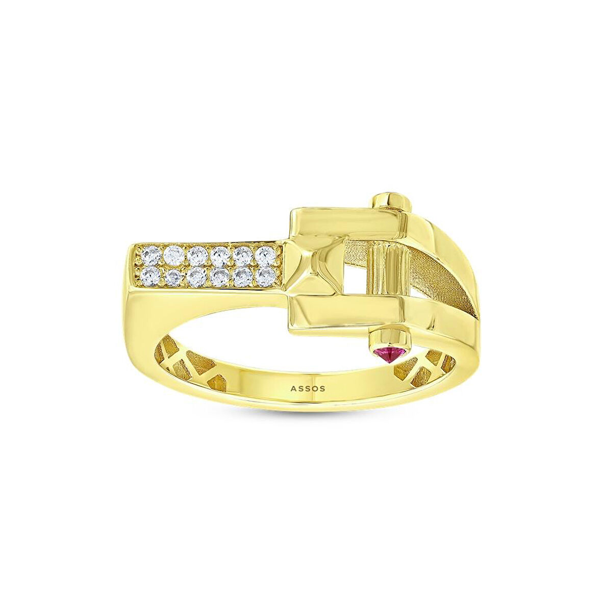 Taşlı Tasarım Altın Yüzük - 14K - 3.20gr