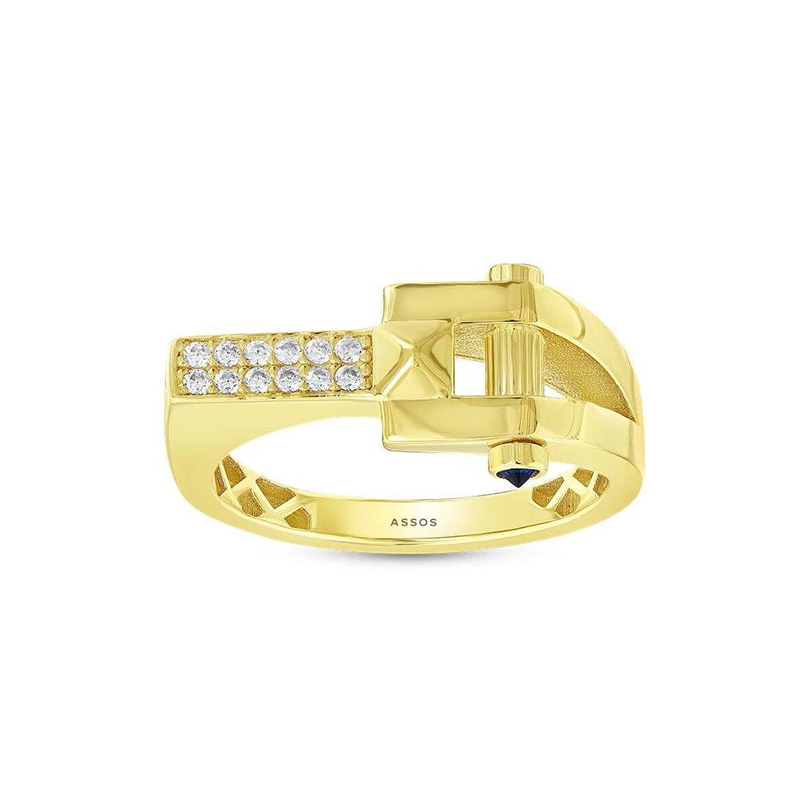 Taşlı Tasarım Altın Yüzük - 14K - 3.28gr