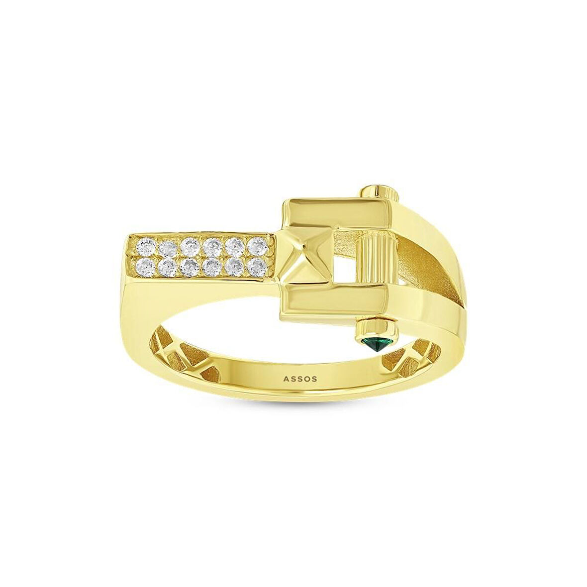 Taşlı Tasarım Altın Yüzük - 14K - 3.24gr