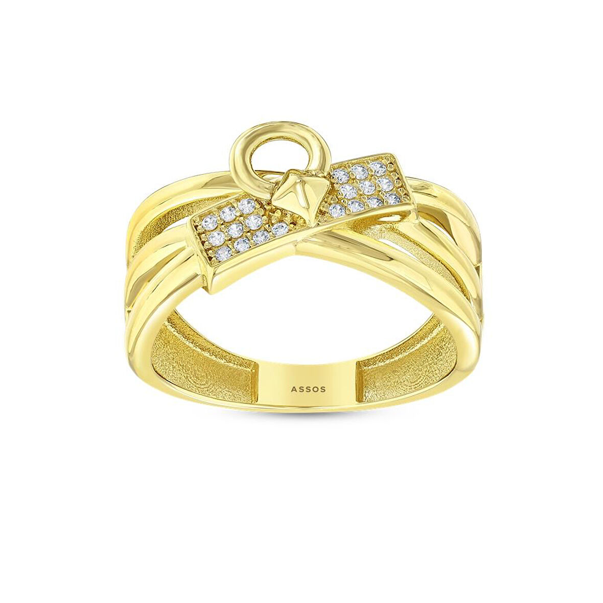 Taşlı Tasarım Altın Yüzük - 14K - 2.87gr