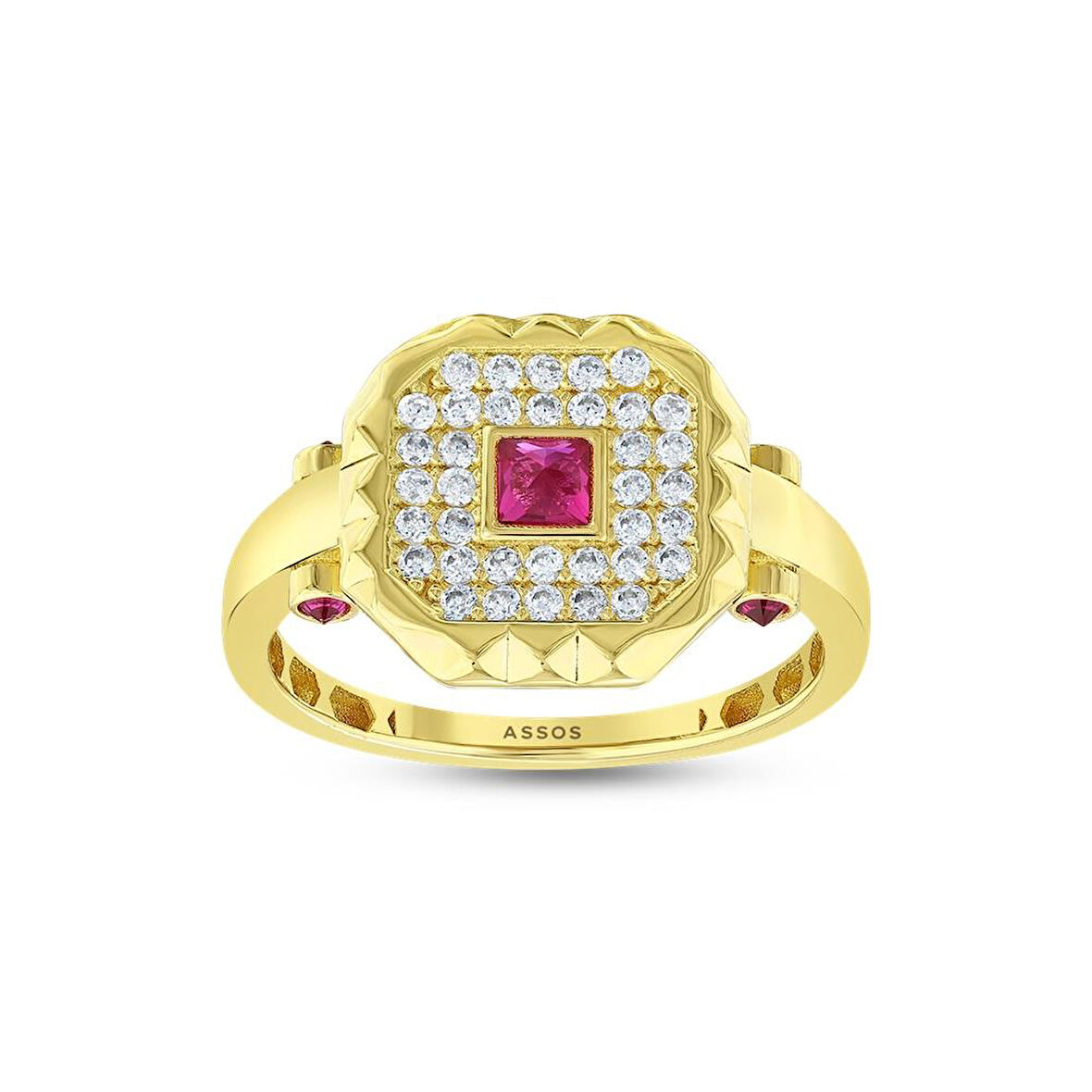 Renkli Taşlı Altın Yüzük - 14K - 2.80gr