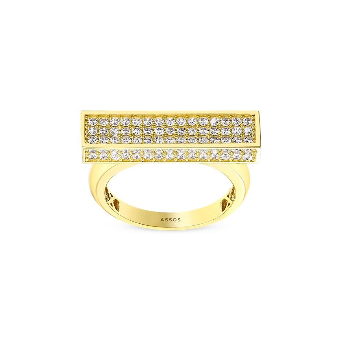 Taşlı Tasarım Altın Yüzük - 14K - 4.03gr