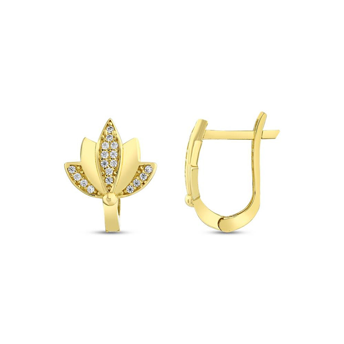 Lotus Altın Küpe - 14K - 2.60gr