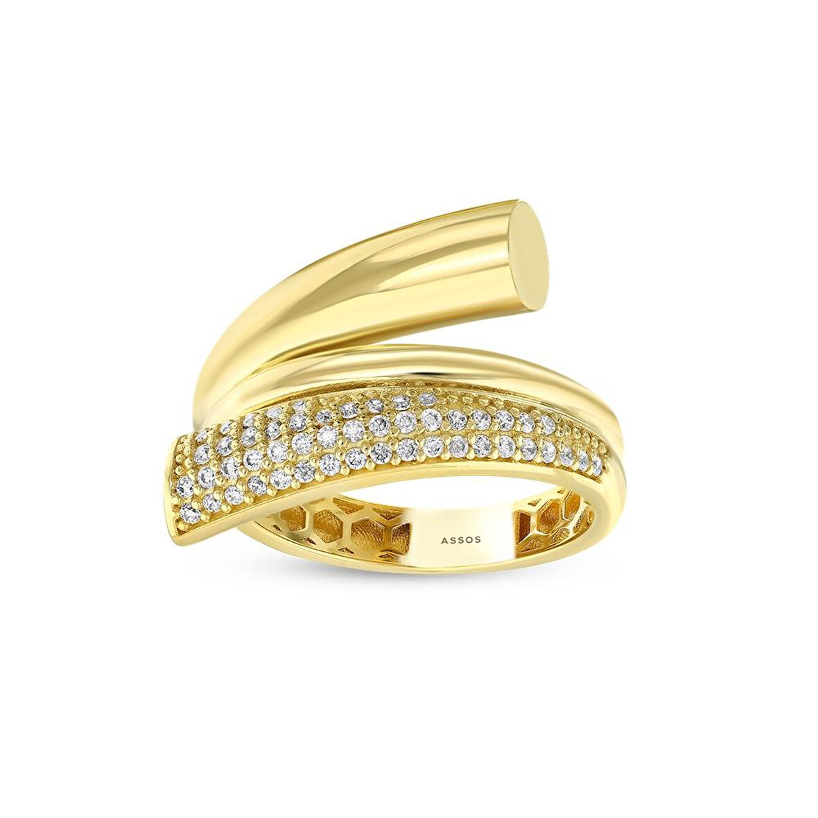 Taşlı Tasarım Altın Yüzük - 14K - 3.42gr