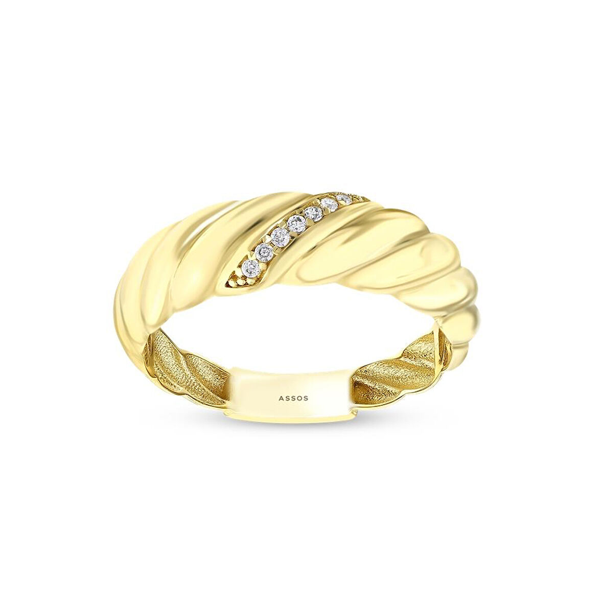 Taşlı Tasarım Altın Yüzük - 14K - 2.06gr