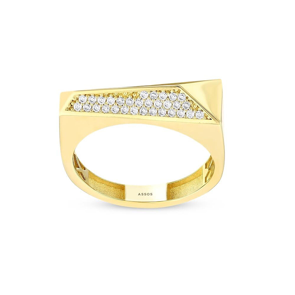 Taşlı Tasarım Altın Yüzük - 14K - 2.17gr