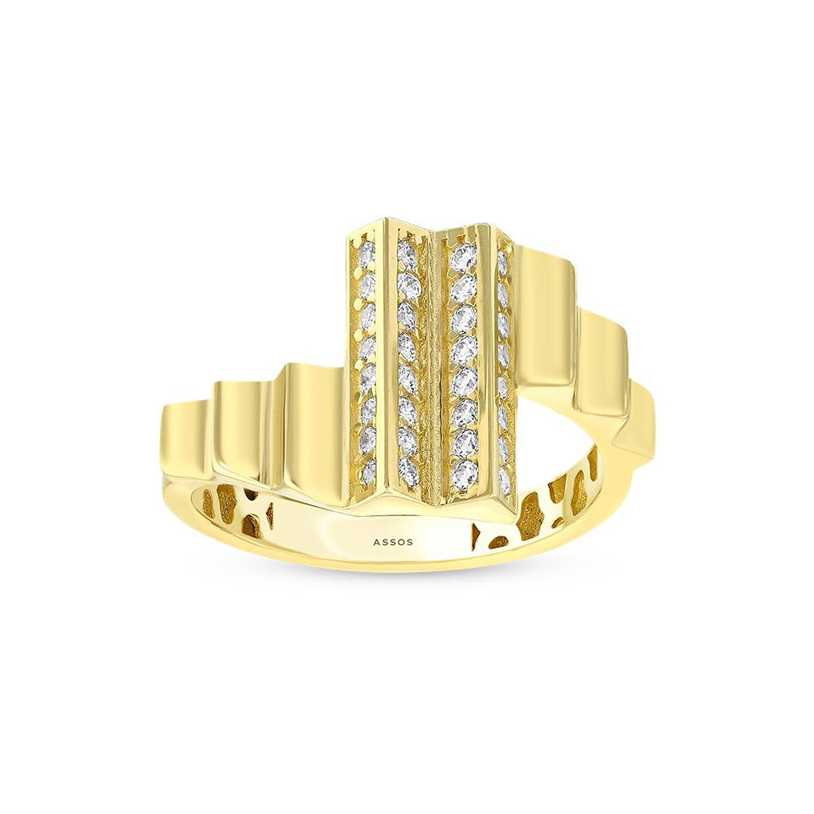 Taşlı Tasarım Altın Yüzük - 14K - 3.09gr