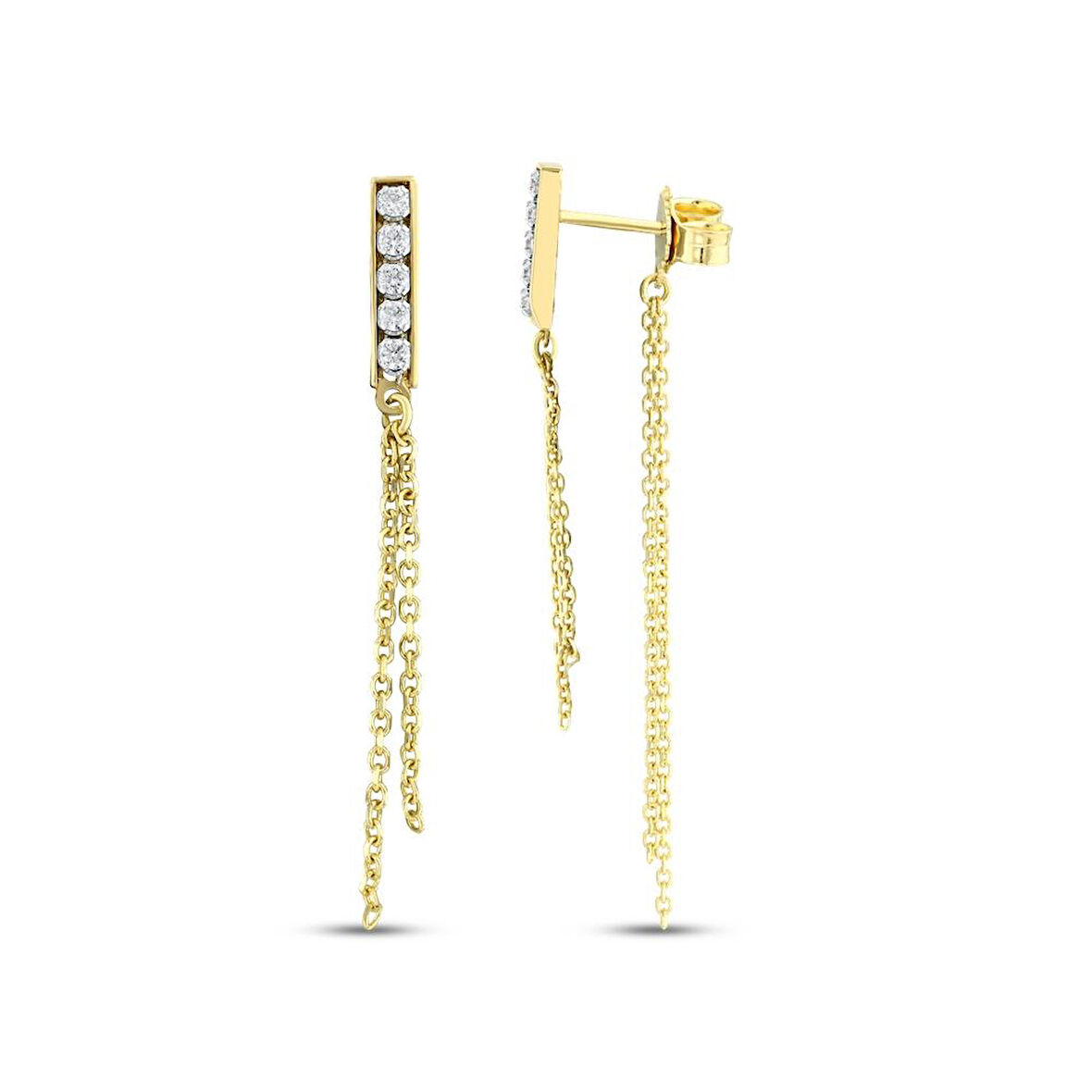 Tasarım Altın Küpe - 14K - 2.04gr