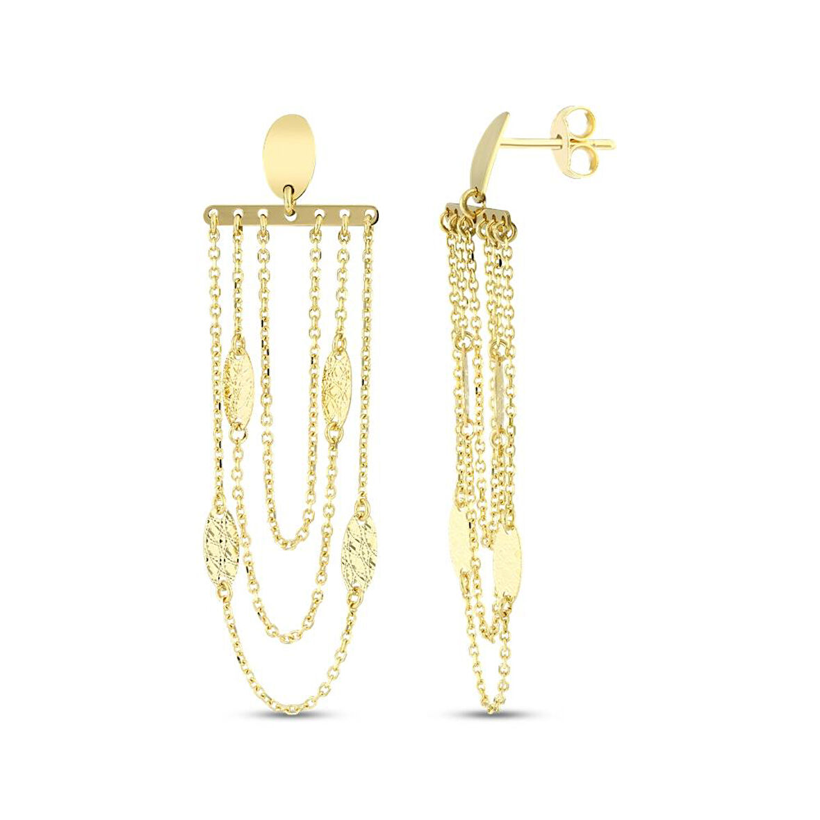 Tasarım Altın Küpe - 14K - 3.40gr