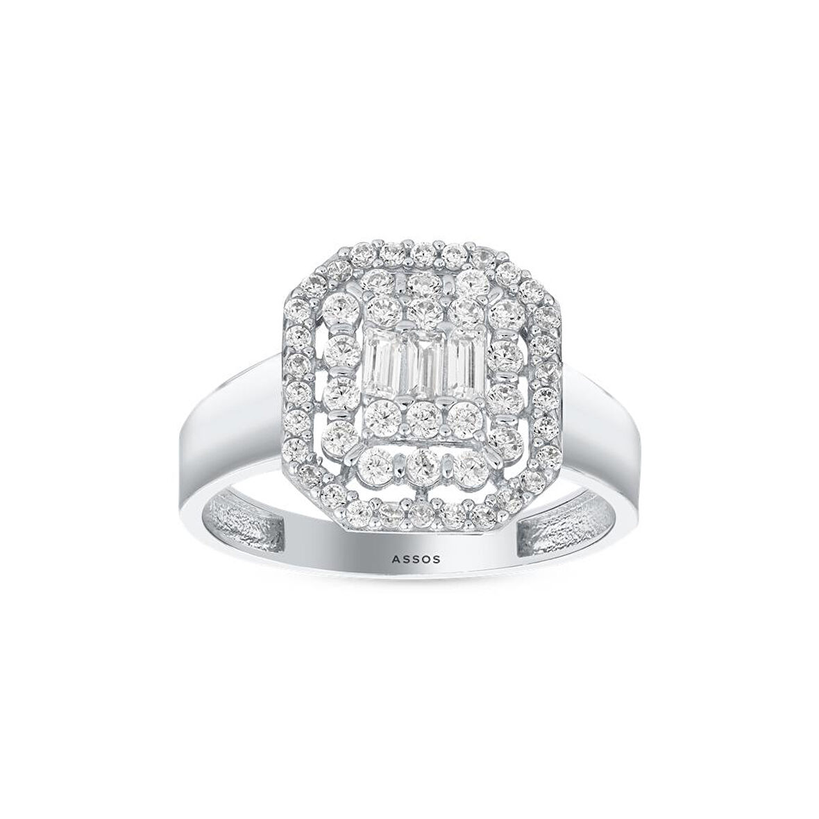 Altın Baget Taşlı Tasarım Yüzük - 14K