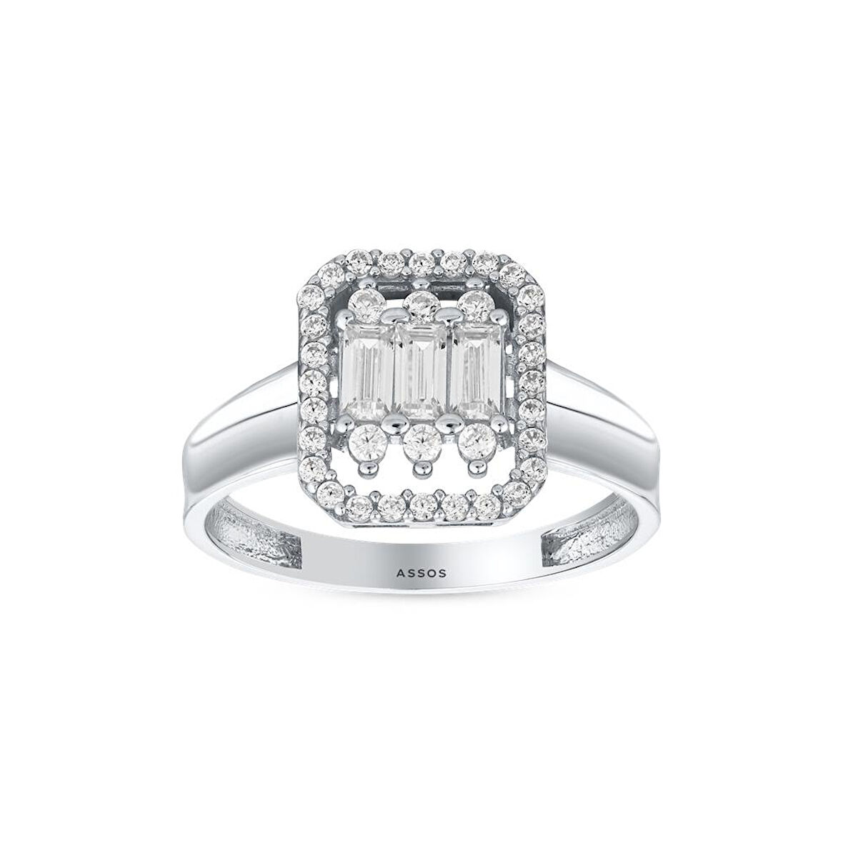 Altın Baget Taşlı Tasarım Yüzük - 14K