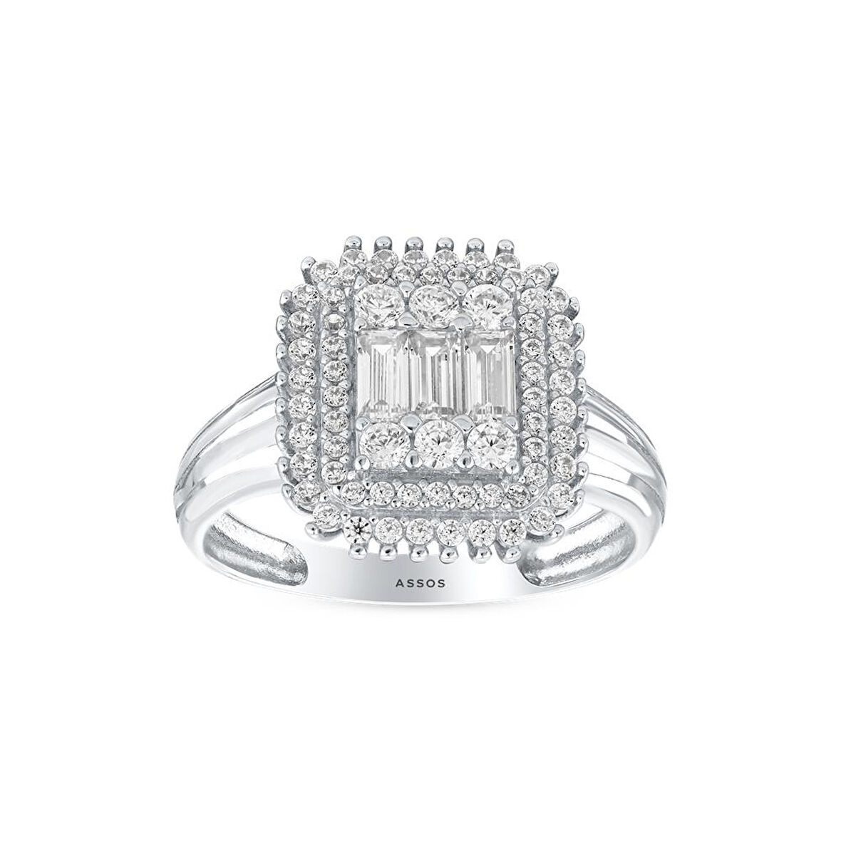 Altın Baget Taşlı Tasarım Yüzük - 14K