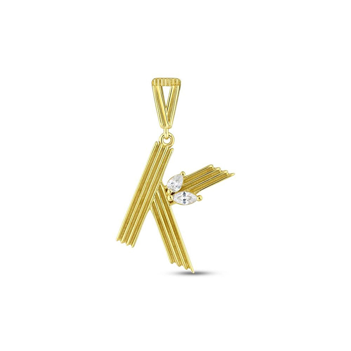Altın K Harf Kolye Ucu - 14K - 1.89gr
