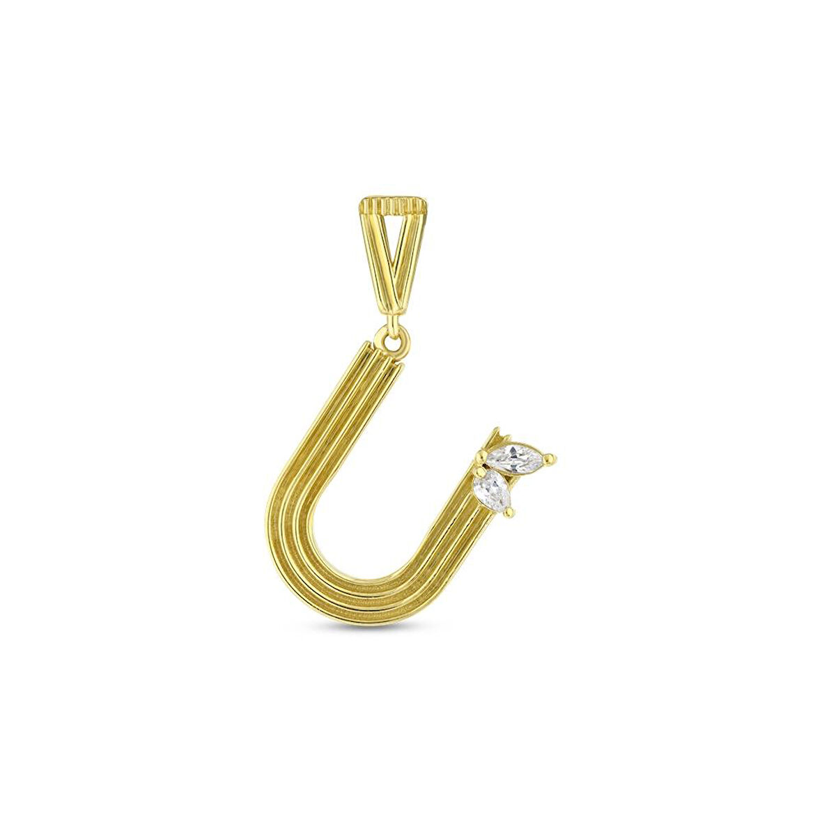 Altın U Harf Kolye Ucu - 14K - 1.81gr