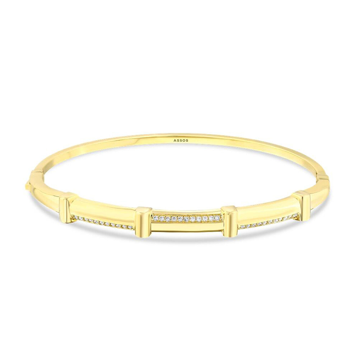 Taşlı Tasarım Altın Kelepçe - 14K - 6.35gr
