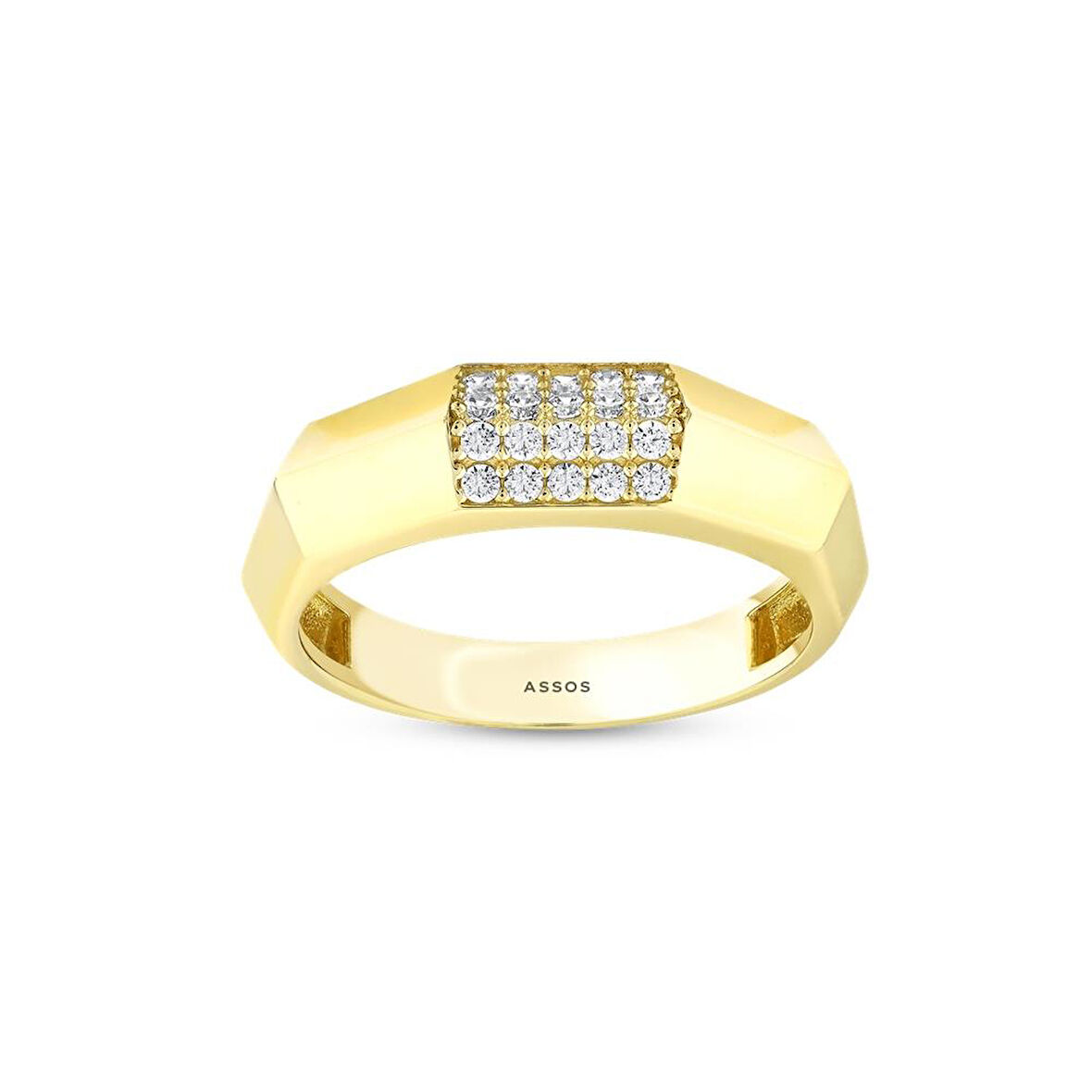 Taşlı Tasarım Altın Yüzük - 14K - 2.55gr