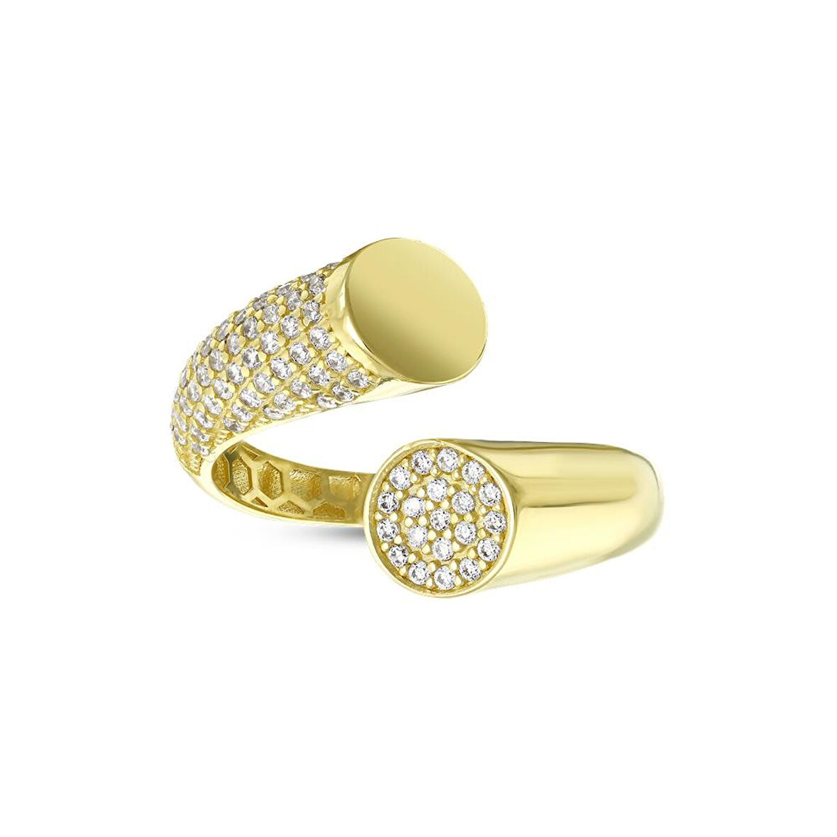 Altın Taşlı Tasarım Yüzük - 14K