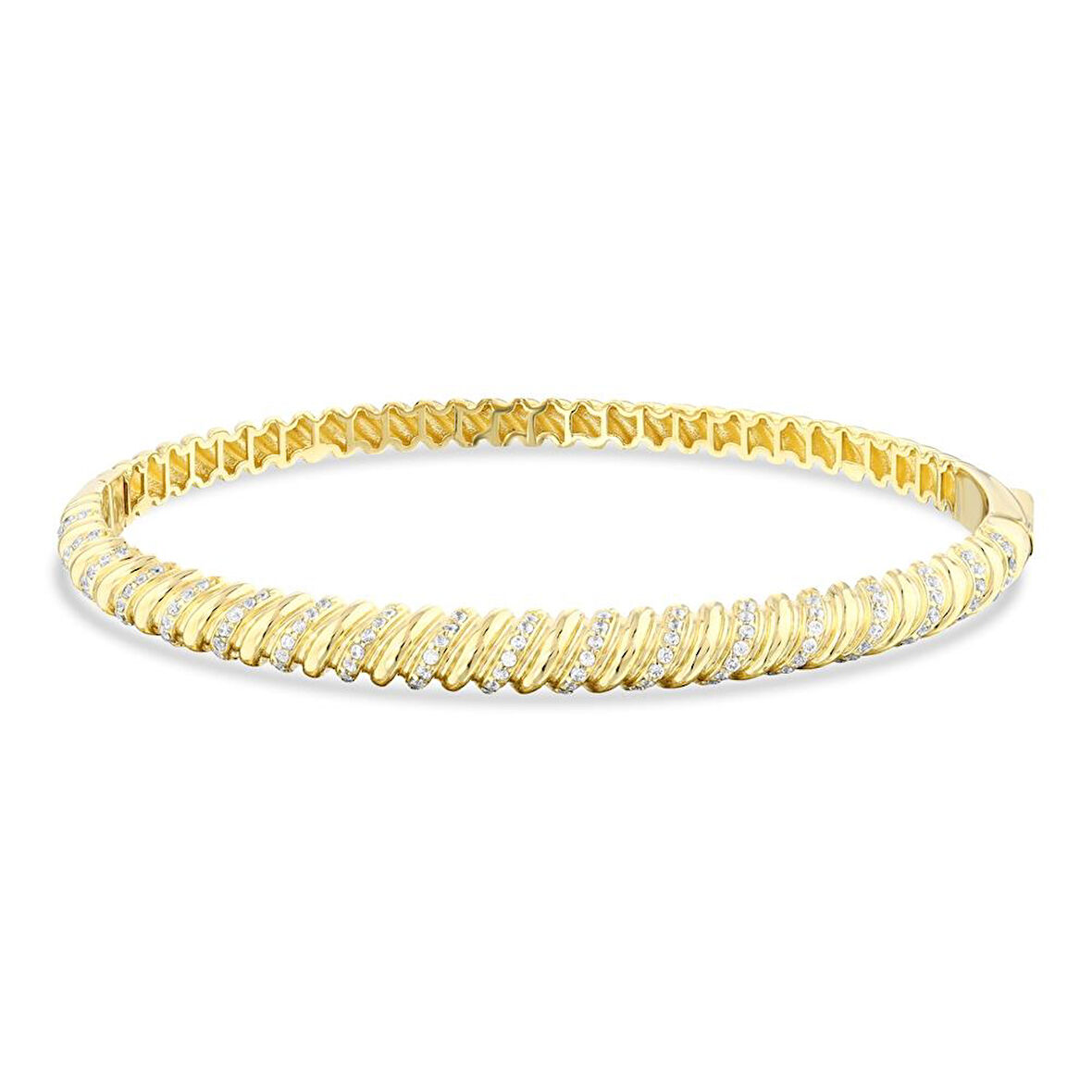 Taşlı Tasarım Altın Kelepçe - 14K - 8.30gr