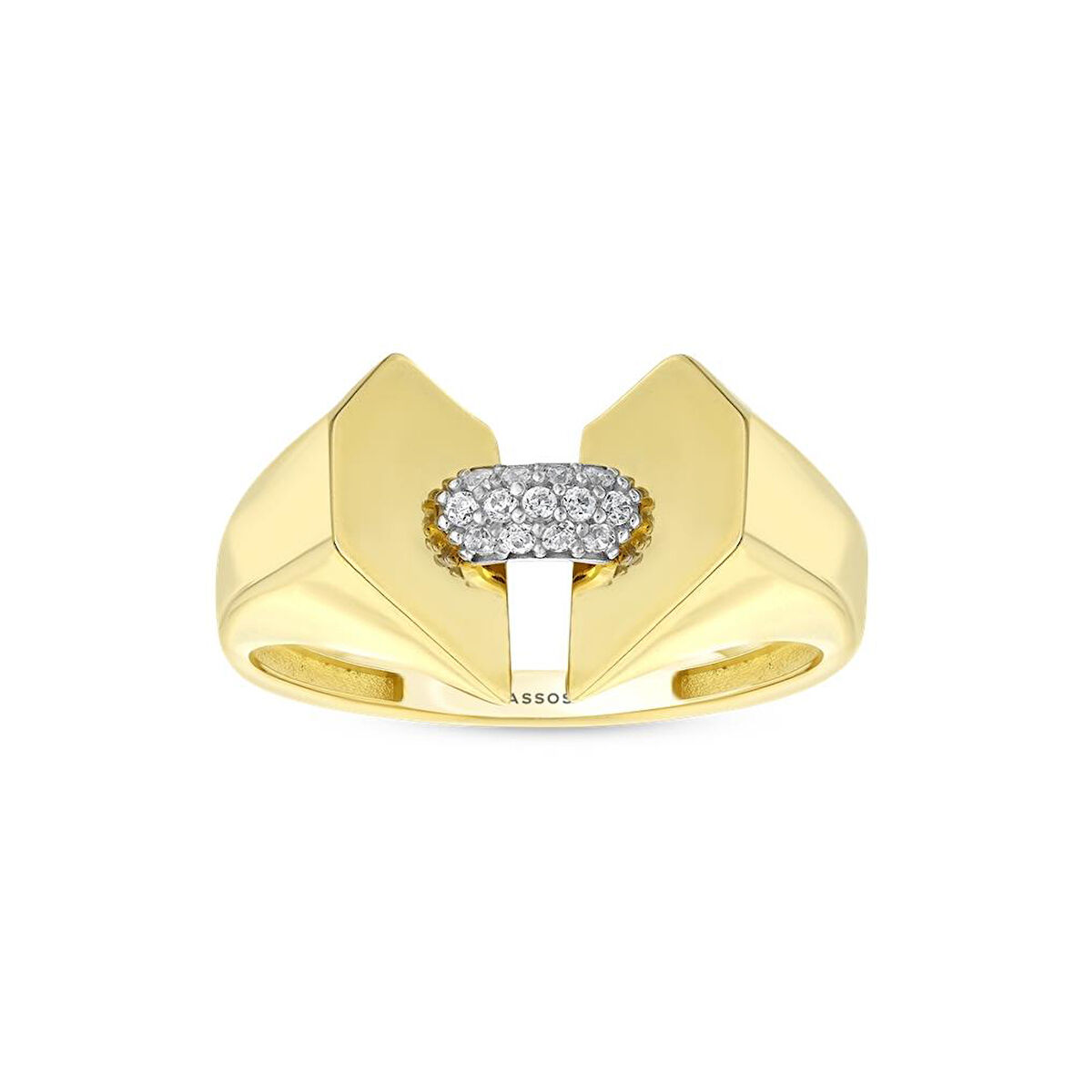 Taşlı Tasarım Altın Yüzük - 14K - 2.69gr