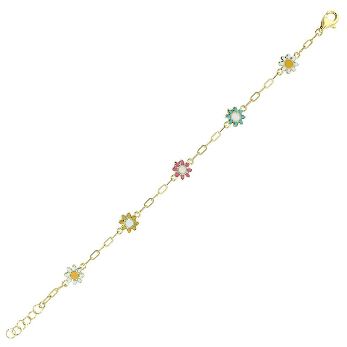 Çiçek Figürlü Altın Çocuk Bileklik - 14K