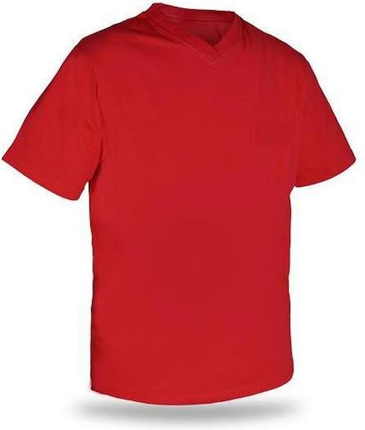 T-shirt V Yaka Kısakol %100 Pamuk Cepli Kırmızı