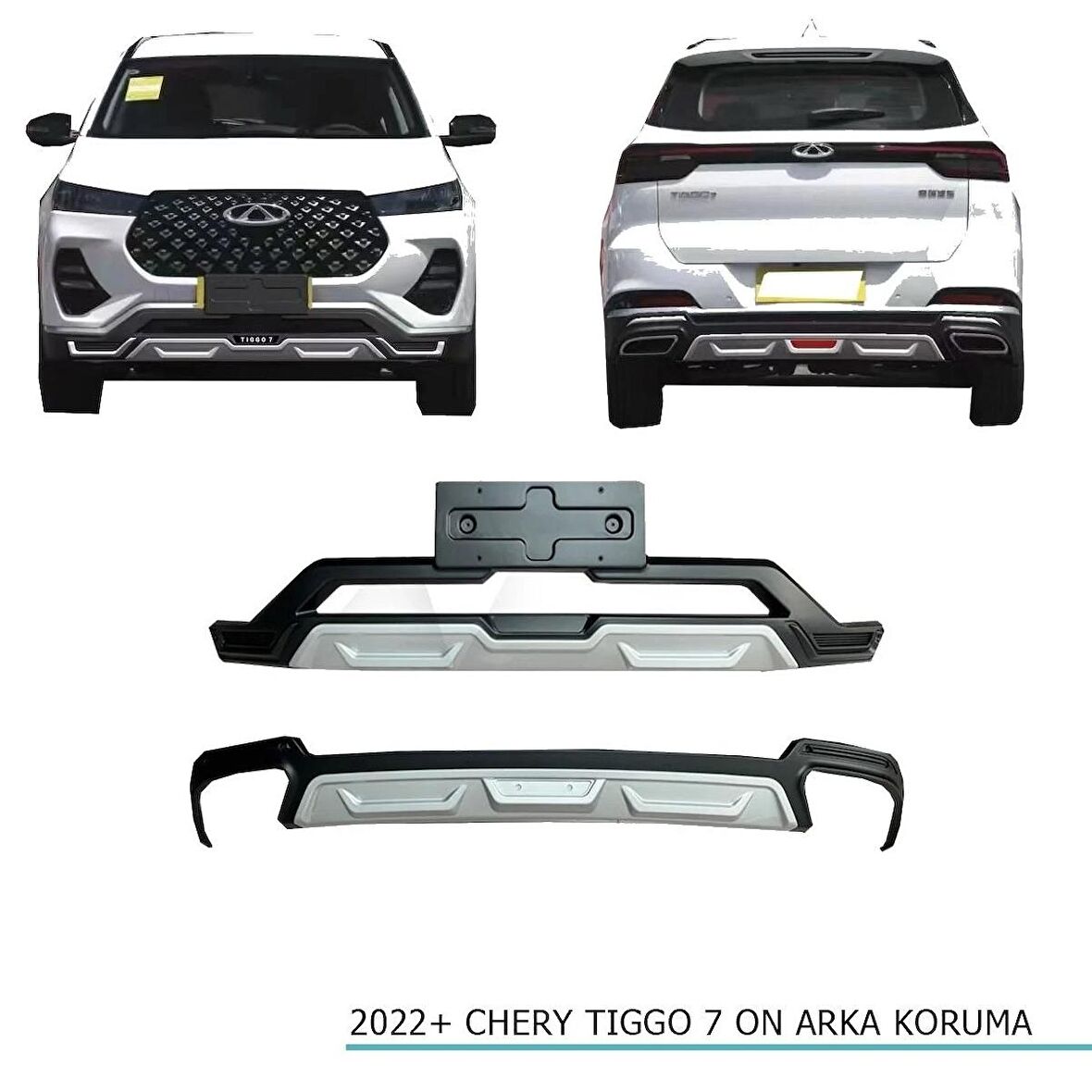 Cherry Tiggo 7 Ön-Arka Tampon Koruması  2022+ Sonrası Uyumlu