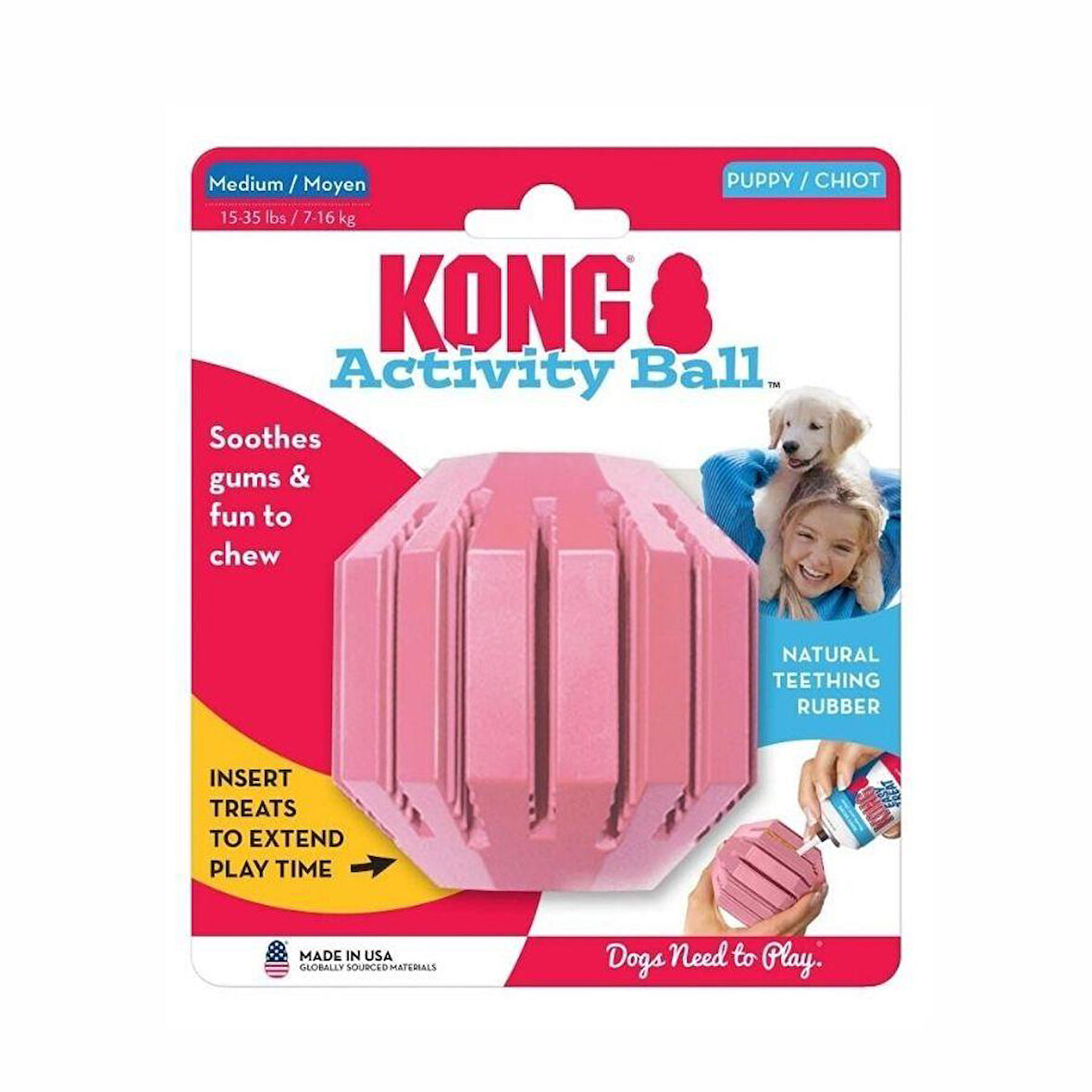 Kong Activity Ball Çok Amaçlı Yavru Köpek Oyuncağı M