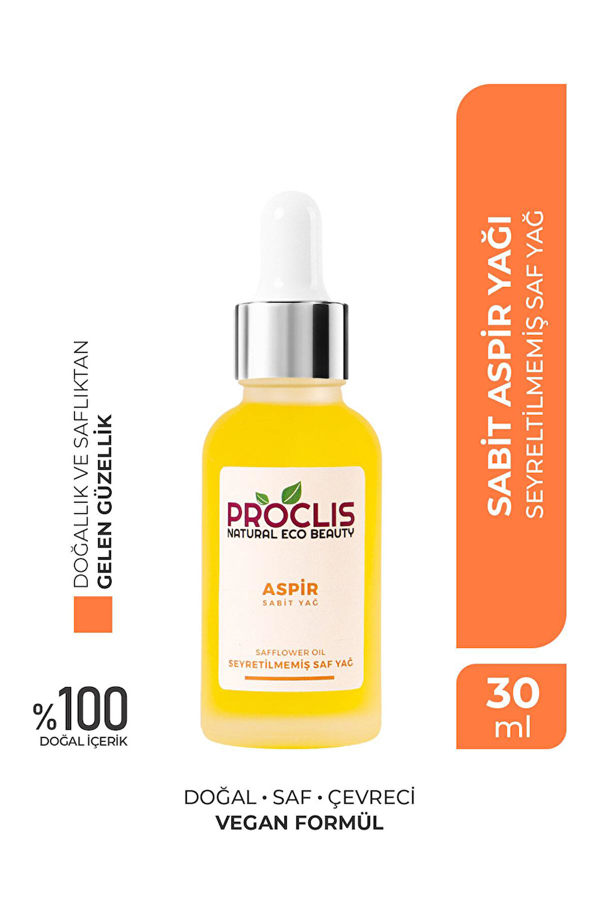 %100 Doğal Sabit Aspir Yağı 30 ml